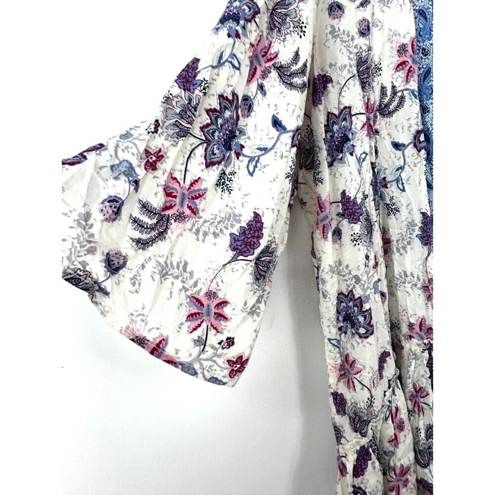 Maurices Womens Floral Cream Open Front Lightweight Cardigan Kimono Sz L 1335U2 - Picture 7 of 12